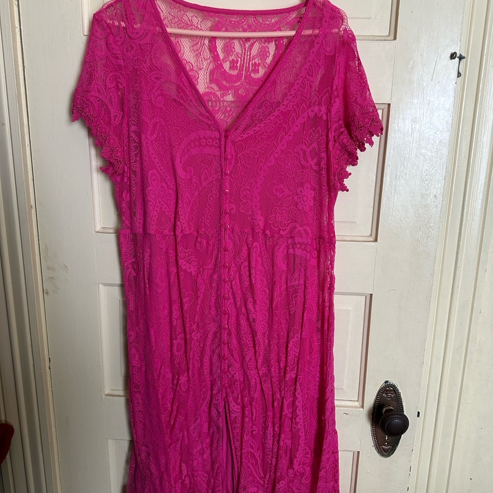 Vibrant Pink Lace Dress